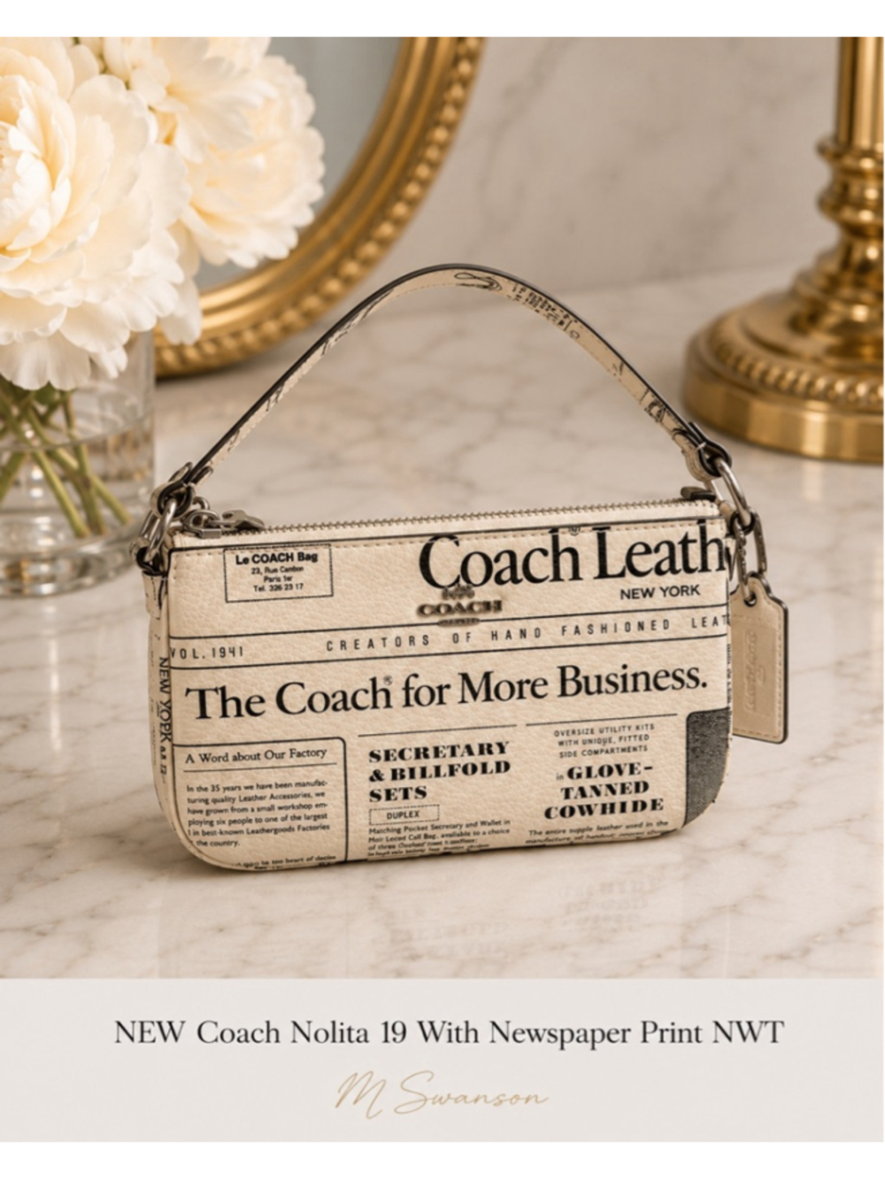 NEW Coach Nolita 19 With Coach for More Business Newsprint NWT